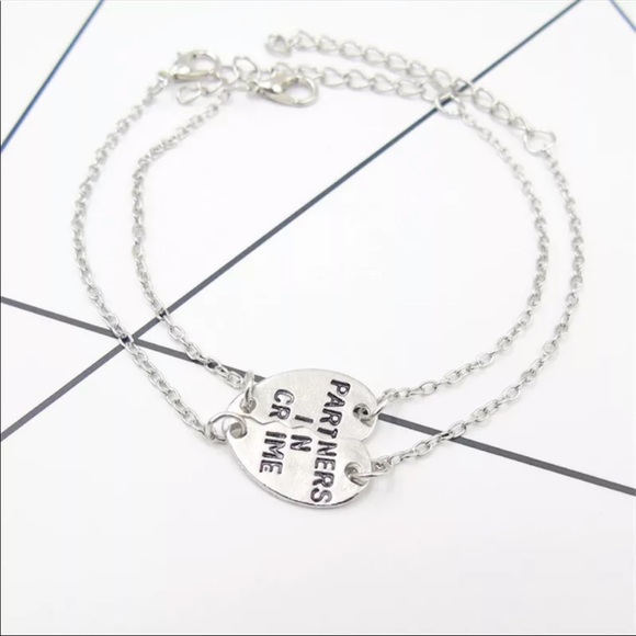 3/$30 NEW! Partners in Crime Best Friend Bracelet Heart - Picture 3 of 5